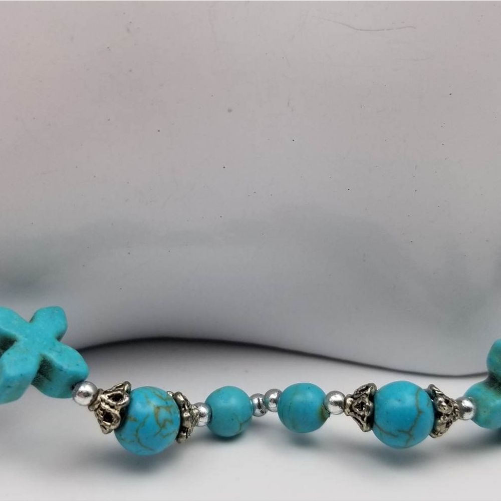 Southwestern turquoise cross charm luxe necklace cowgirl wardrobe staple - Picture 2 of 2